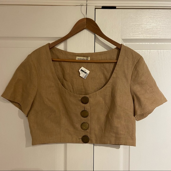 NICHOLAS LINEN CROP TOP - Picture 3 of 12